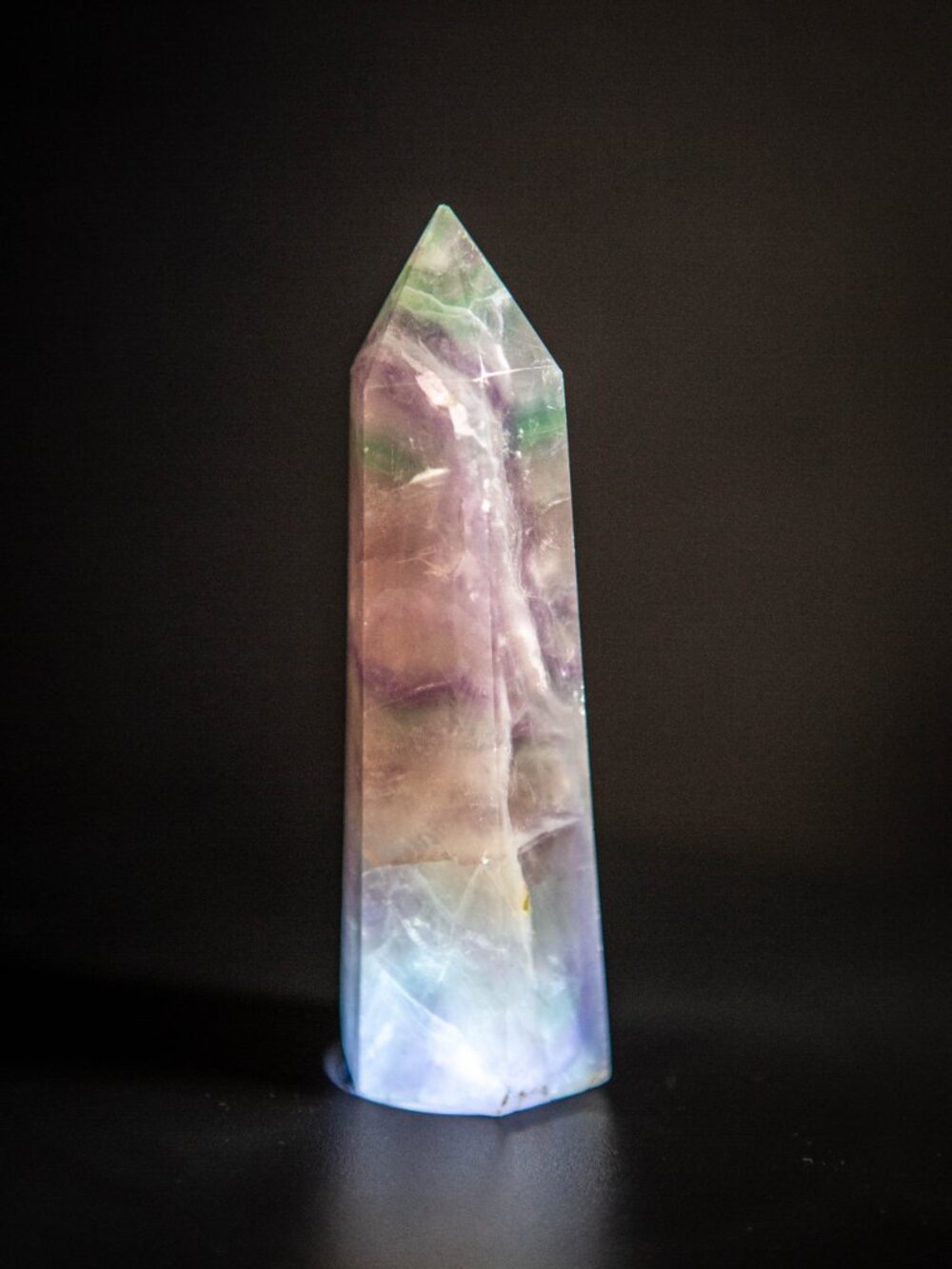 4.3" Rainbow Fluorite Tower | Natural Purple Green Crystal Point | Polished - Picture 6 of 8